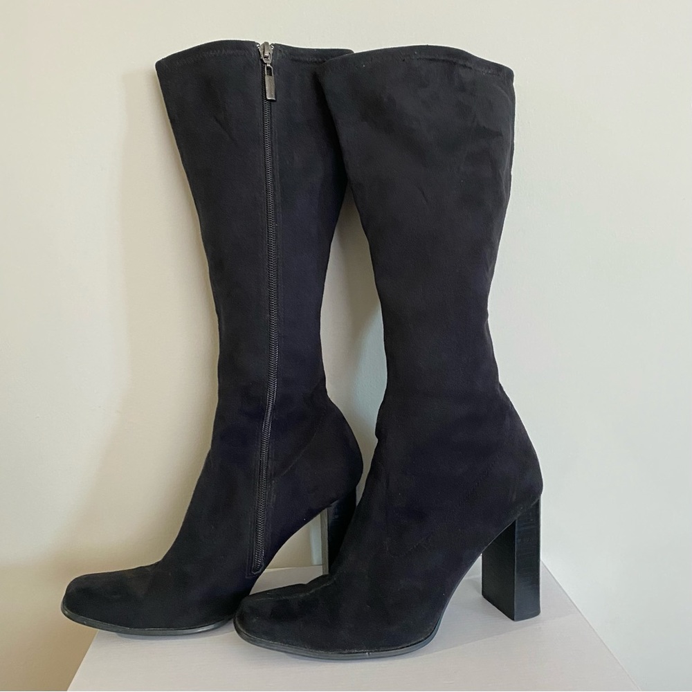 Candies Below the Knee Faux Suede Black Heeled Boots Size 8M - Picture 2 of 12